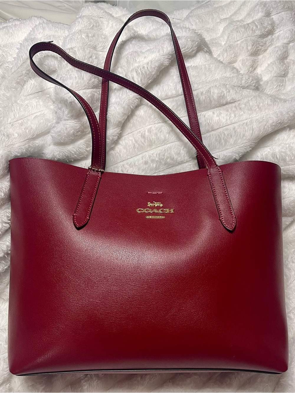 Coach Avenue Large Tote F31535 Cherry Red Leather Shoulder Bag 26x21”